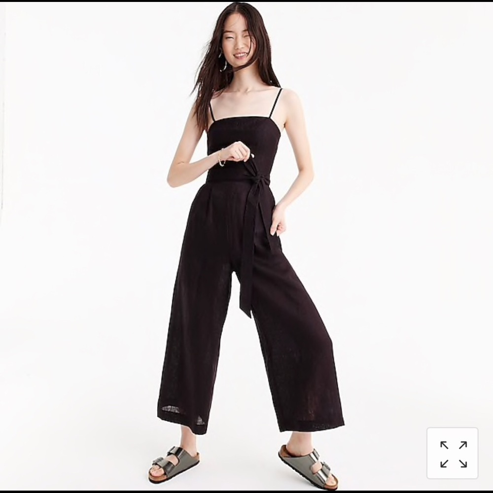 Jcrew black linen jumpsuit with tie size 4